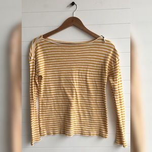 [LOFT] Striped Shoulder Zip Basic Long Sleeve Tee